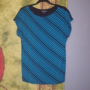 Ellen Tracy electric blue striped blouse